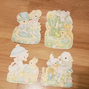 4 Happy Spring 1984 Hallmark Cards Cardboard Diecut Cutouts Goose Duck Bunny